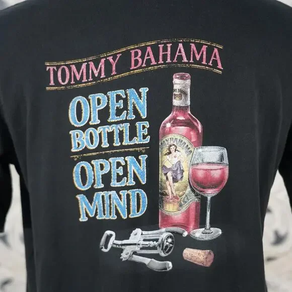 Tommy Bahama Relax Black 100% Cotton T-Shirt Size S Open Bottle Graphic Tee - Picture 7 of 7